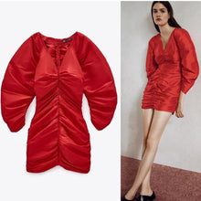 Load image into Gallery viewer, Zara Red Ruched dress, Size S
