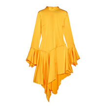 Load image into Gallery viewer, Paper London Yellow Satin high neck dress, Size 10
