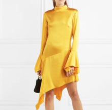 Load image into Gallery viewer, Paper London Yellow Satin high neck dress, Size 10
