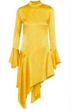 Load image into Gallery viewer, Paper London Yellow Satin high neck dress, Size 10
