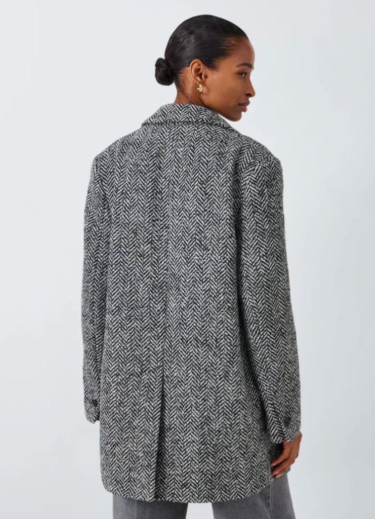 john lewis Black Herringbone oversized jacket, Size 14