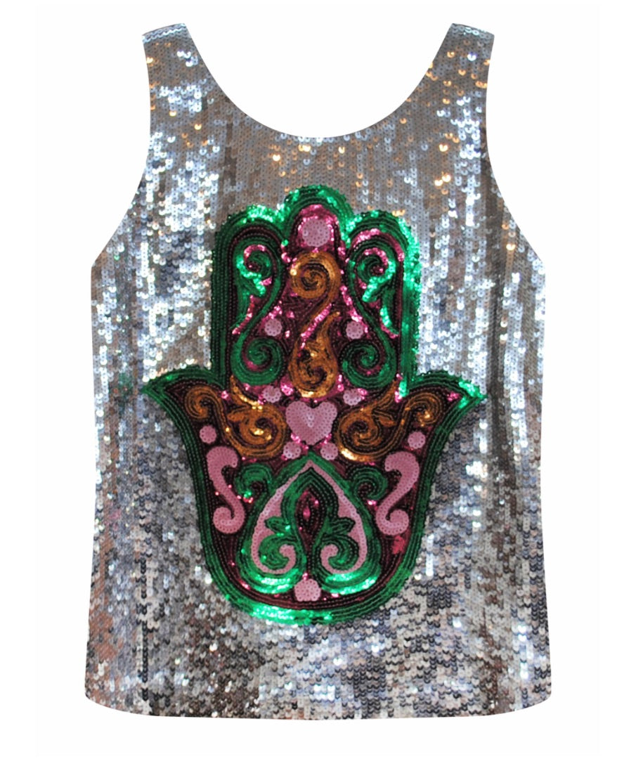 Manoush Multicoloured Sequin namaste top, Size L