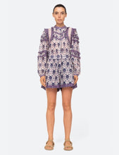 Load image into Gallery viewer, Sea New York Purple Block print ruffled romper suit, Size Uk14/16
