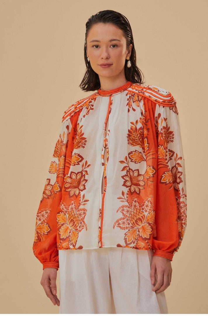 farm rio Orange Aura top, Size S