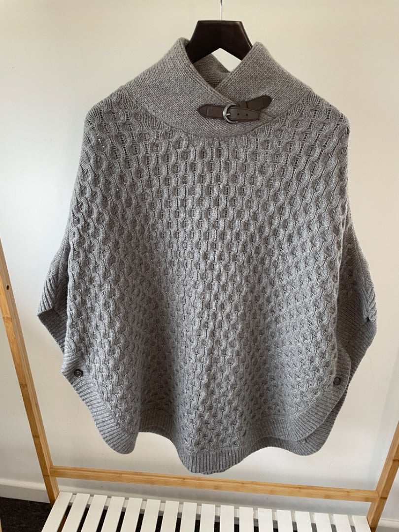 Massimo Dutti Grey Wool poncho, Size Medium