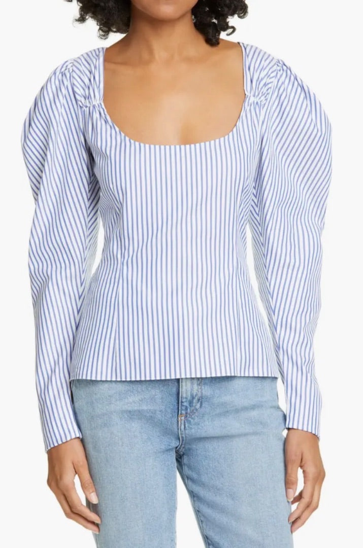 Caroline constas navy striped top, Size L