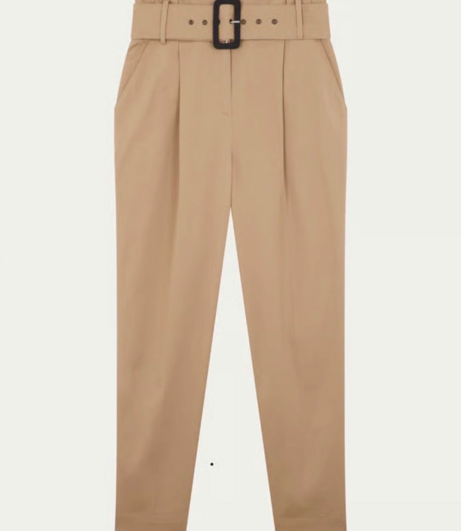 Bash Beige Belted chinos, Size 3