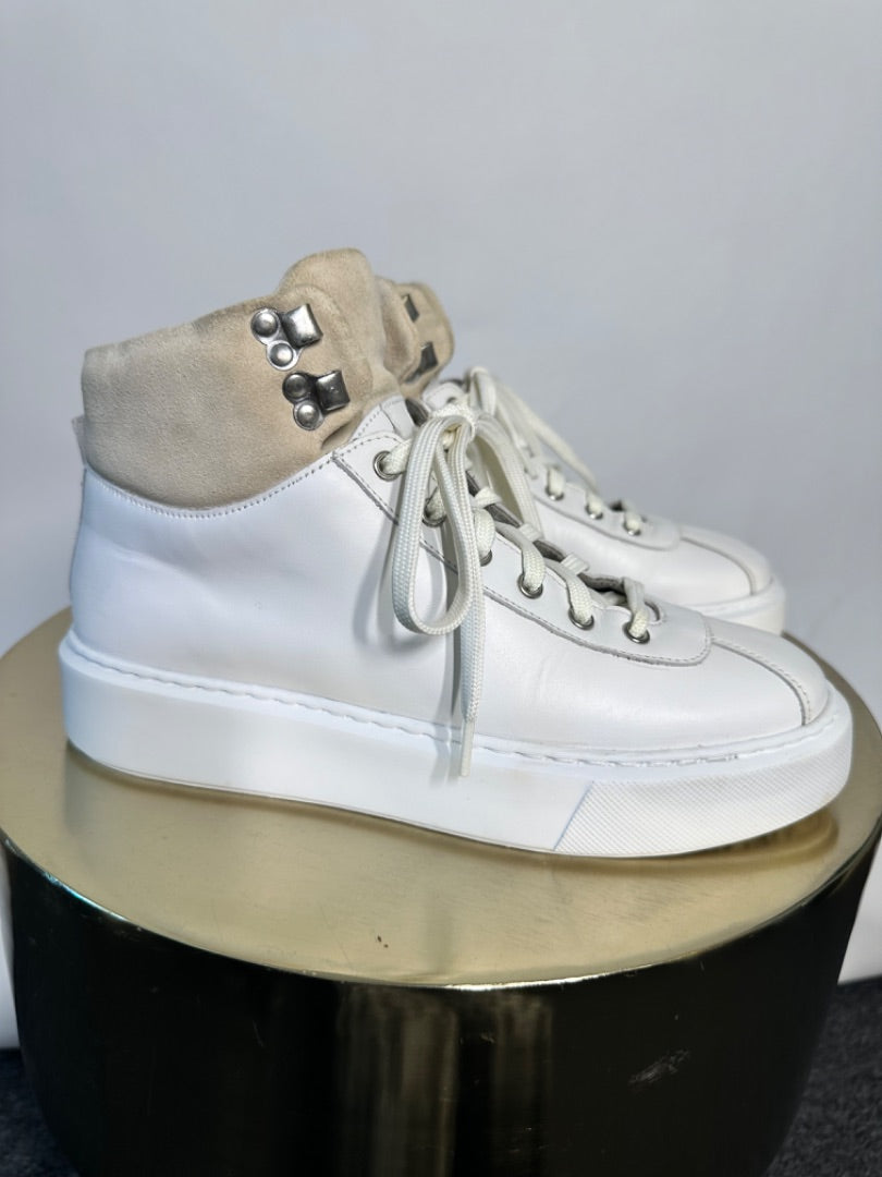 Grenson White Leather Hi-top trainers, Size 5