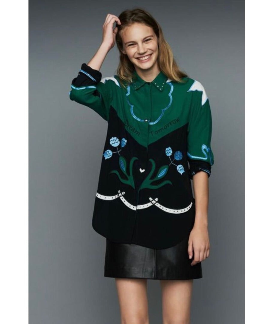 Maje Green LOVE shirt, Size 3