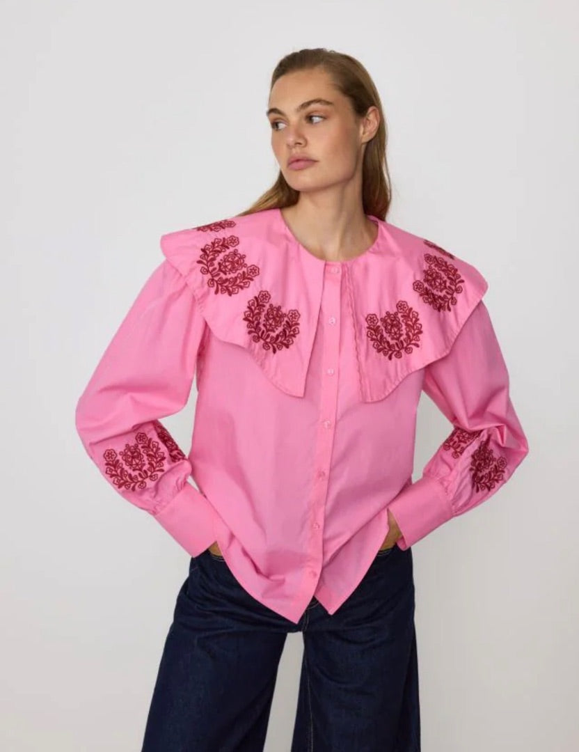 damson madder Pink Large collared blouse, Size 12