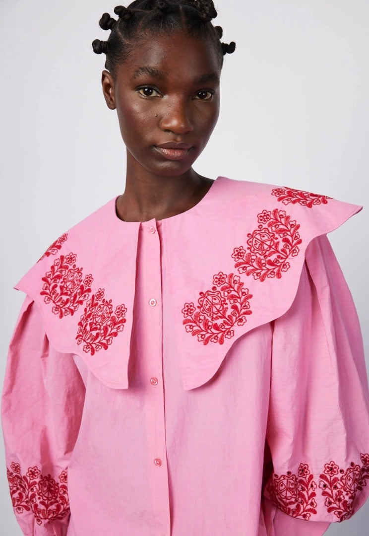 damson madder Pink Large collared blouse, Size 12