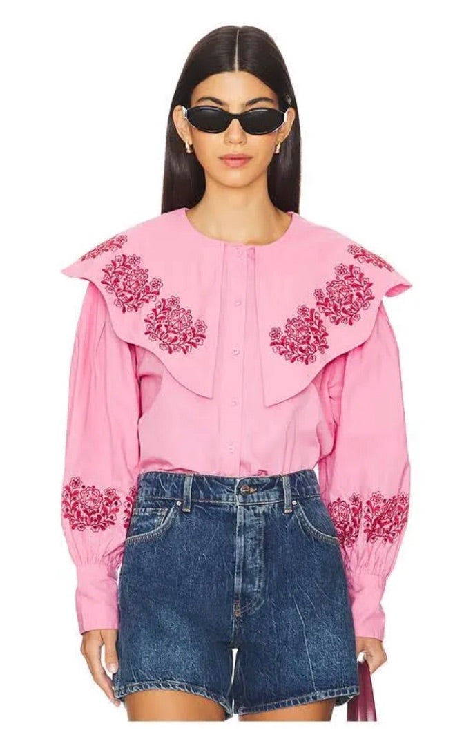 damson madder Pink Large collared blouse, Size 12