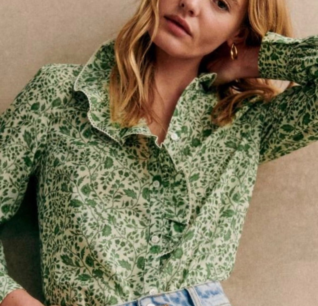 Sezane Green Chlo shirt, Size 48
