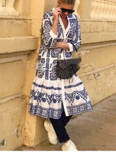 Load image into Gallery viewer, Zara White and blue Midi Dress, Size Small
