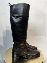 Load image into Gallery viewer, salvatore Ferragamo dark brown Leather riding boots, Size US6/UK4 slim fit
