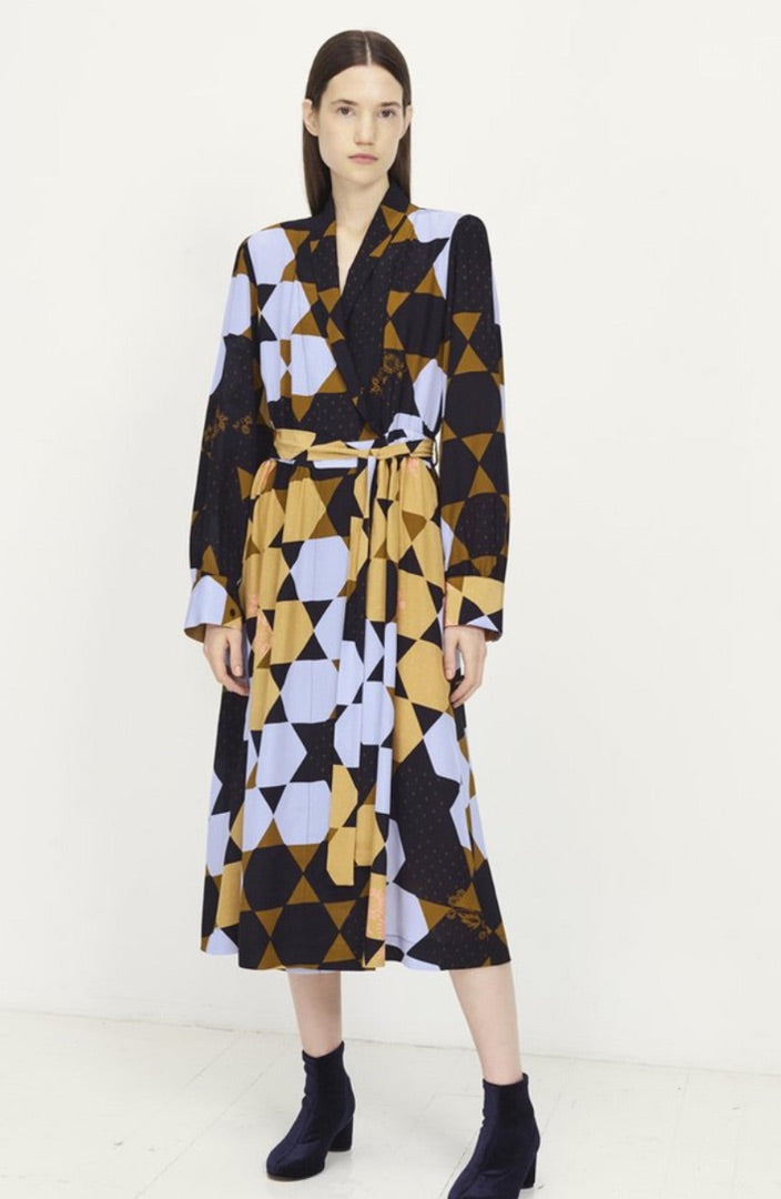 Stine Goya Multicoloured MICAELA SILK DRESS - HEXAGON AMBER, Size Xs