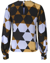 Load image into Gallery viewer, Stine Goya Multicoloured KAROLINA SILK TOP - HEXAGONS AMBER, Size small
