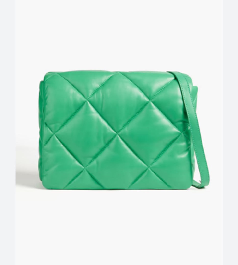 Stand Studio Green Brynnie Quilted shoulder bag, Size Medium