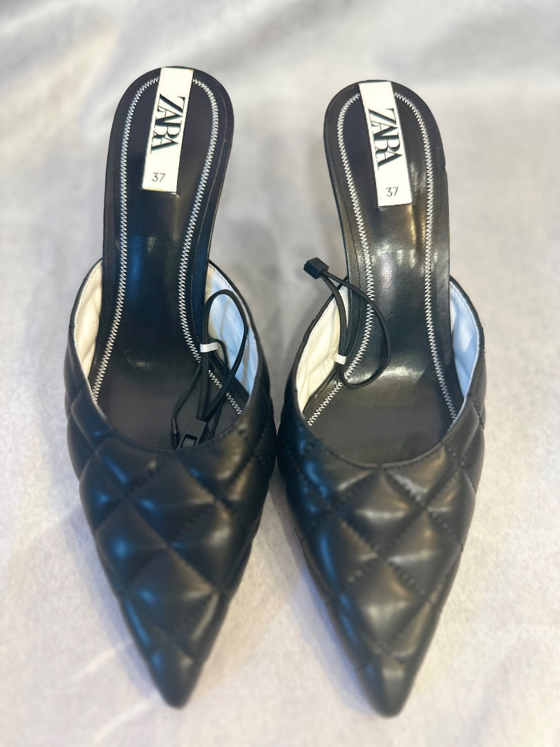 Zara black quilted mules, Size 37