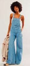 Load image into Gallery viewer, Mother light blue denim sugar cone dungarees, Size small
