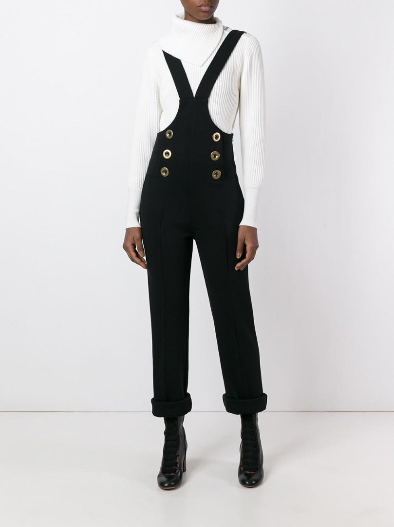 Chloe black virgin wool dungarees, Size 38