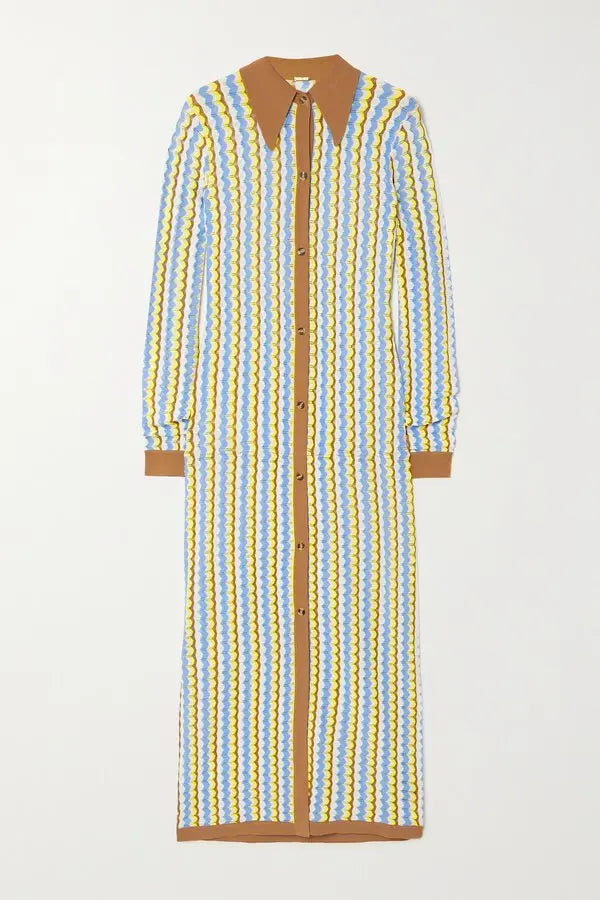 Dodo Bar Or Keshia Striped Pointelle  Knit Dress - 44