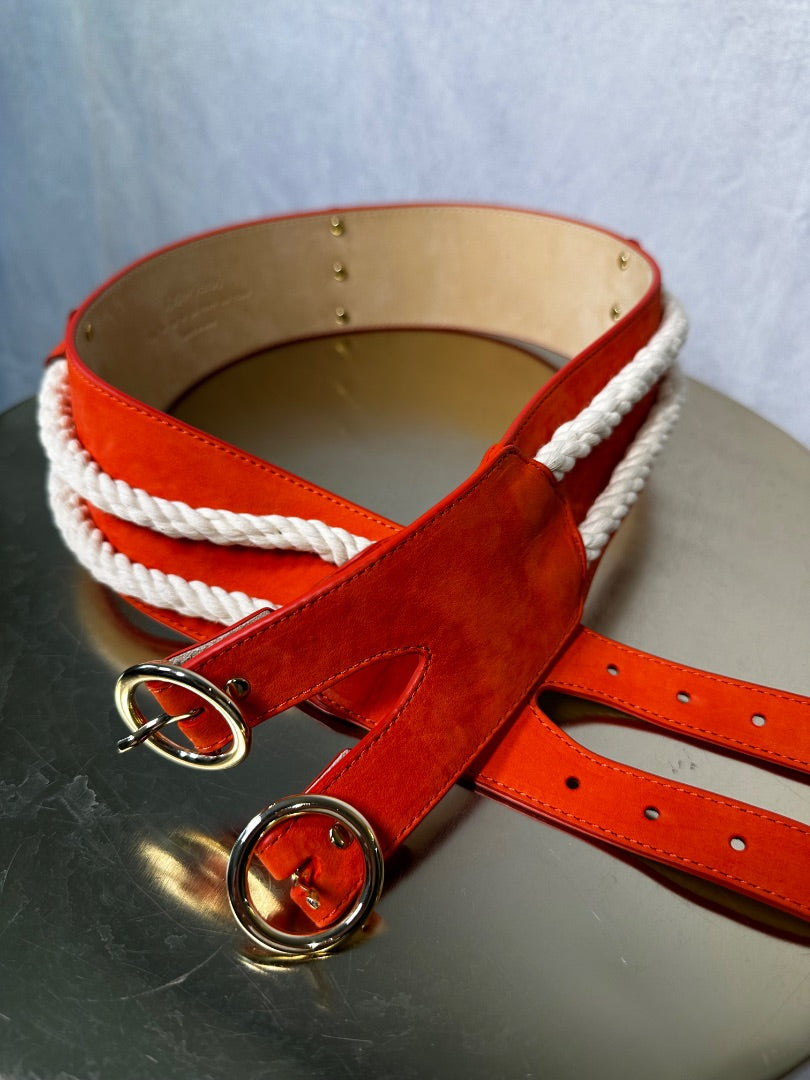 & other stories coral suede rope belt, Size medium