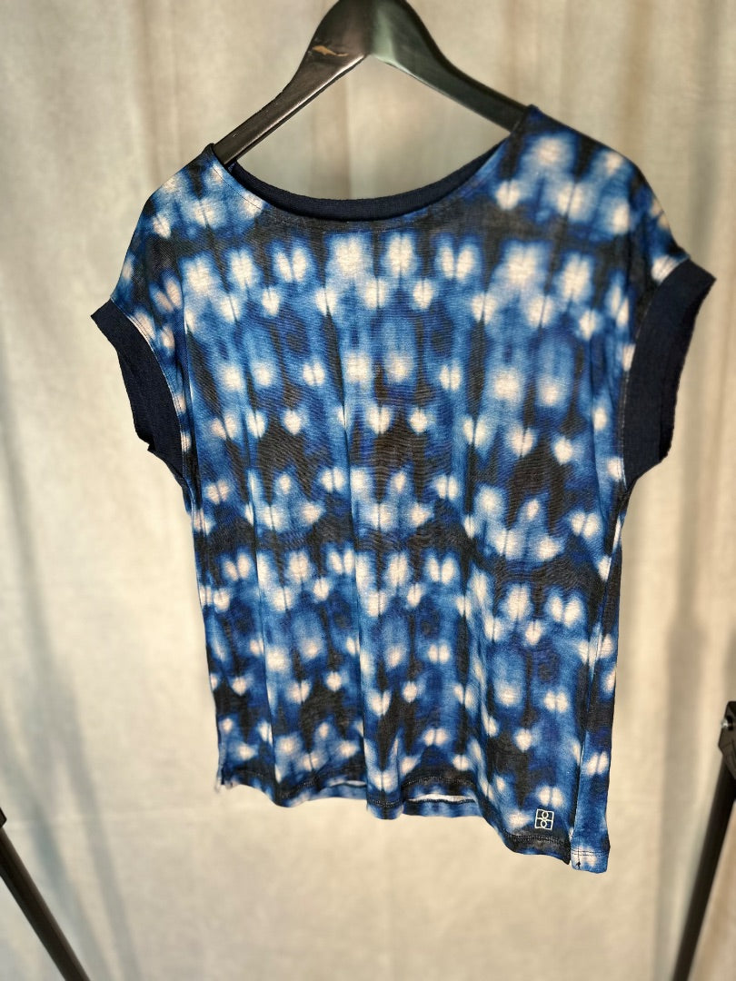 bellerose blue linen tie dye top, Size 3