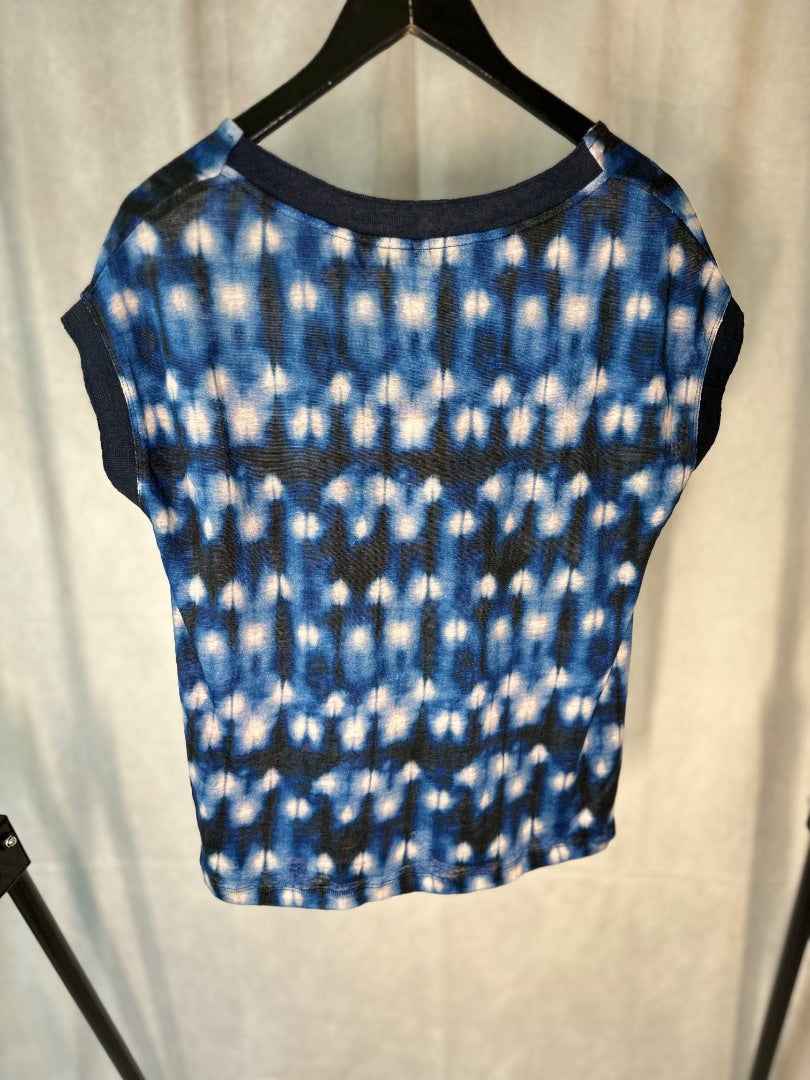 bellerose blue linen tie dye top, Size 3