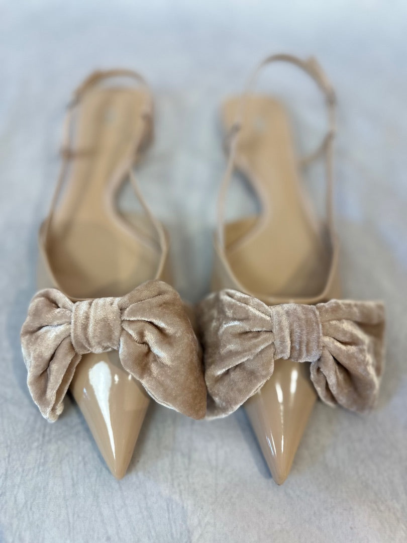 zara beige bow knot flats, Size 39