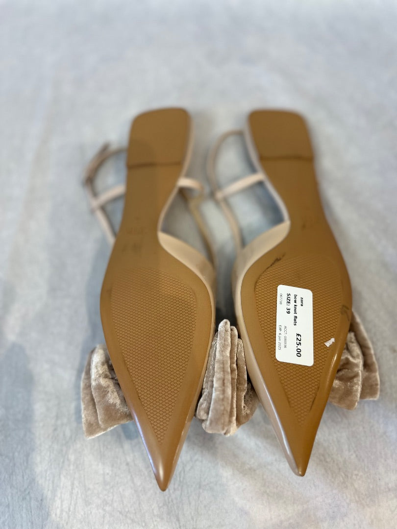 zara beige bow knot flats, Size 39