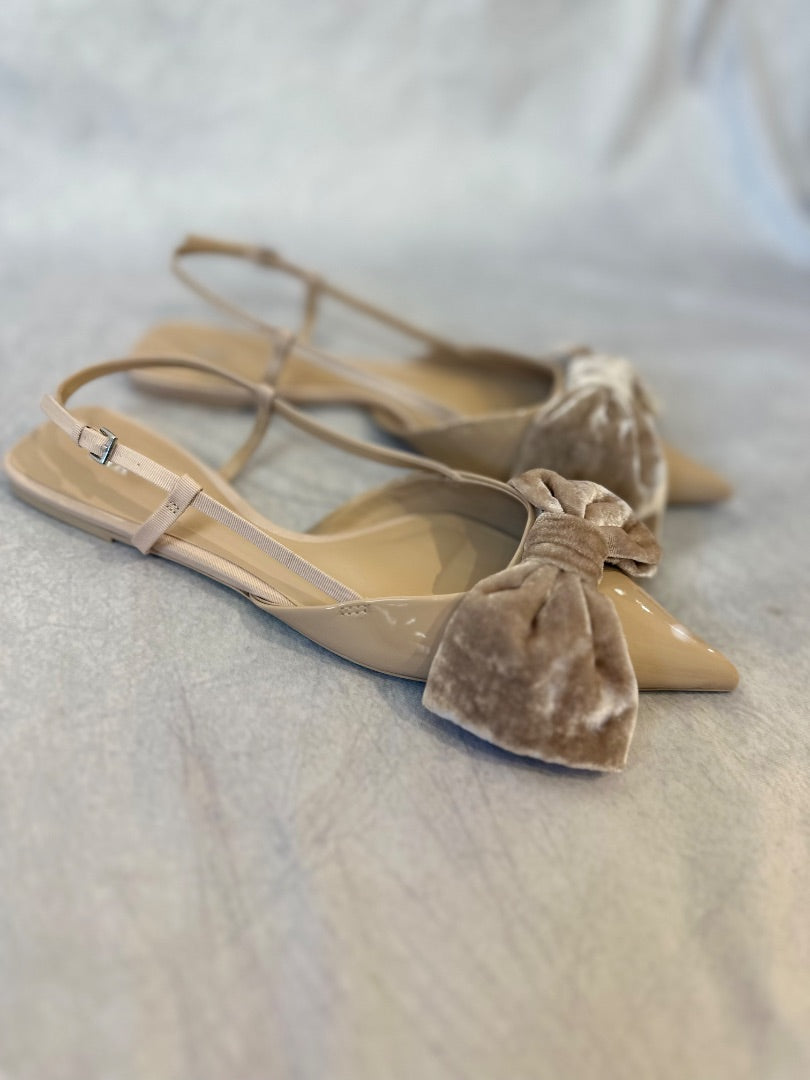 zara beige bow knot flats, Size 39
