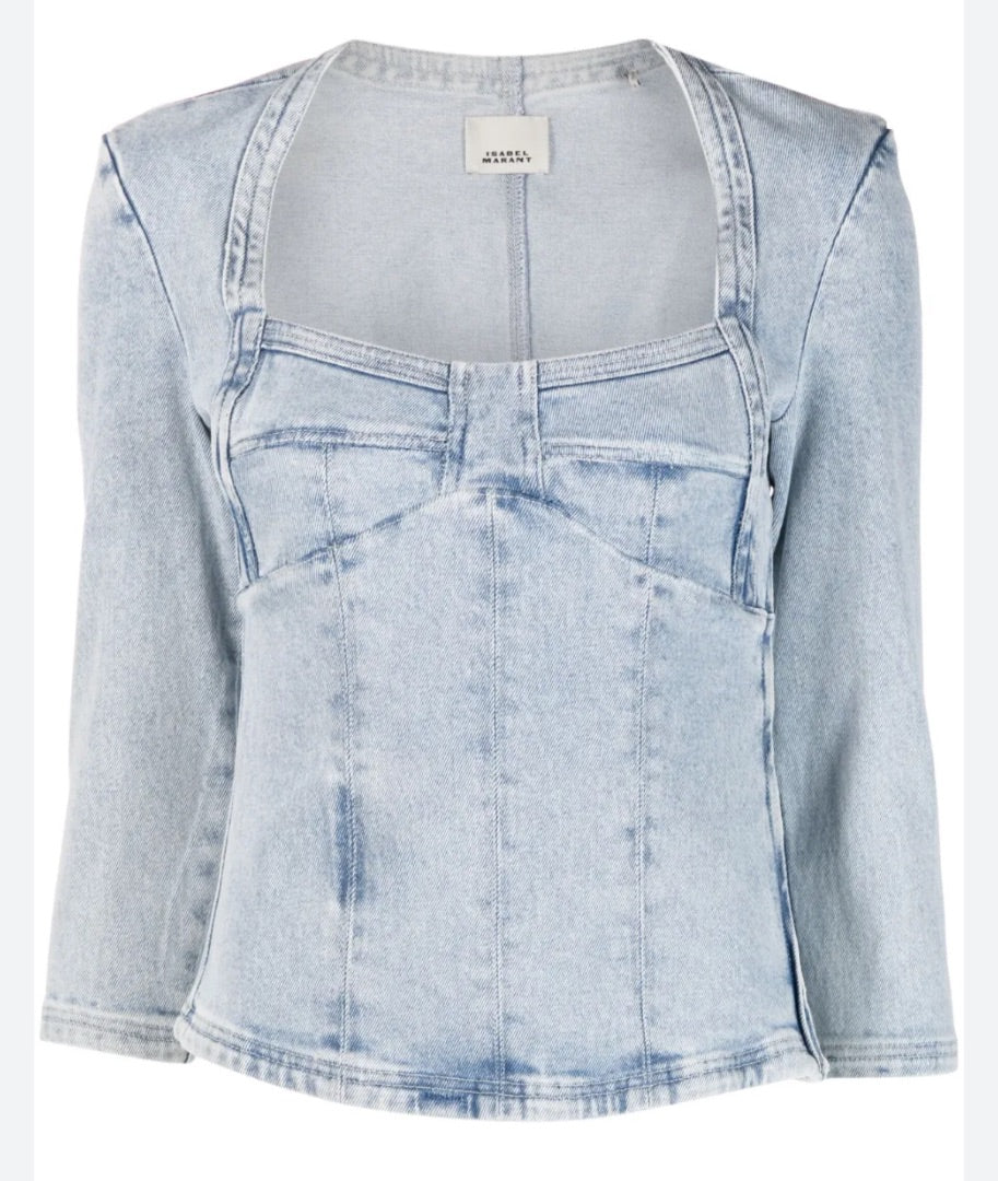Isabel Marant Blue Denim fitted top, Size 40