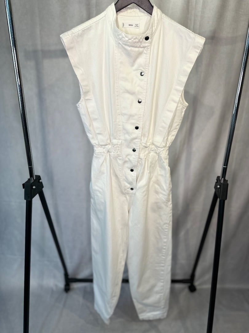 Mango White Denim jumpsuit, Size L