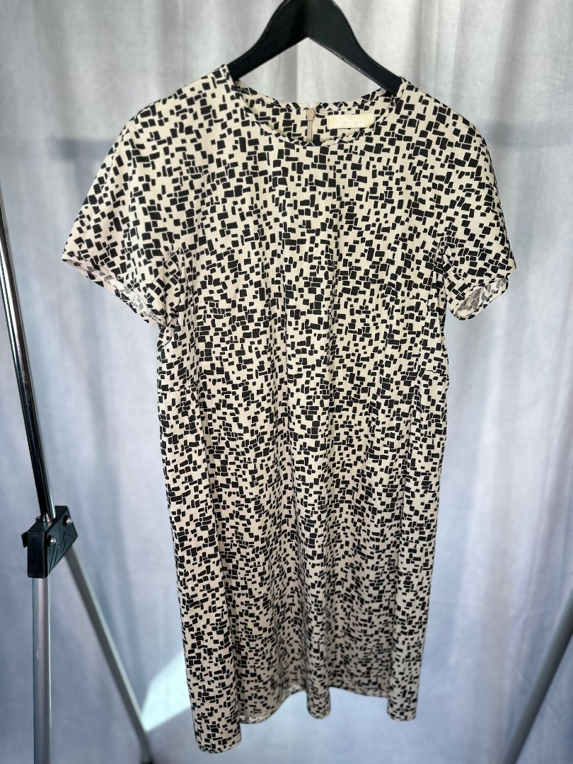 Maxmara Black and taupe Patterned shift dress, Size 12