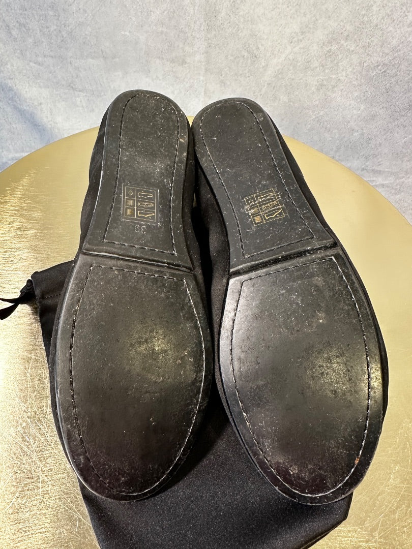 Jaeger Black Satin ballet slippers, Size 39