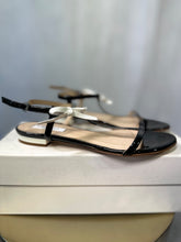 Load image into Gallery viewer, l k bennett Black Patent bow sandals, Size 37
