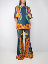 Load image into Gallery viewer, Alberta Ferretti Multicoloured Silk patterned flares, Size UK12
