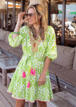 Load image into Gallery viewer, place du soleil green embellished summer dress, Size medium
