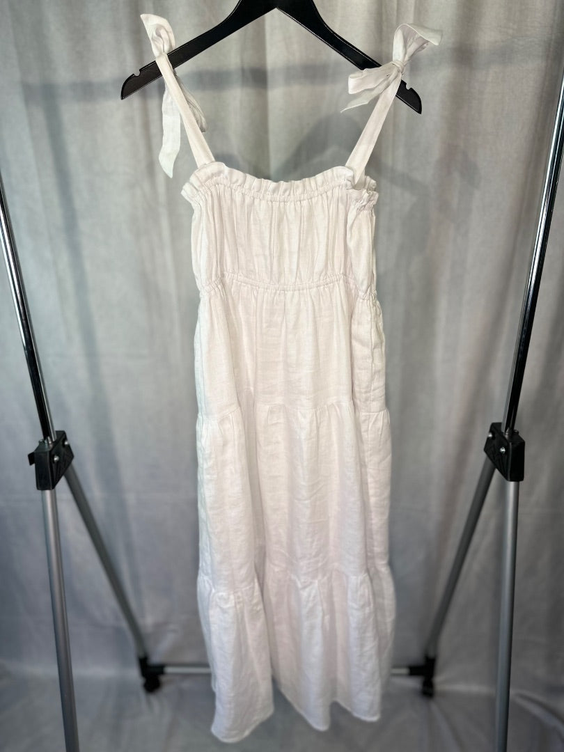 faithfull the brand white linen sundress, Size 12
