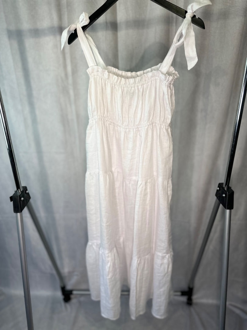 faithfull the brand white linen sundress, Size 12