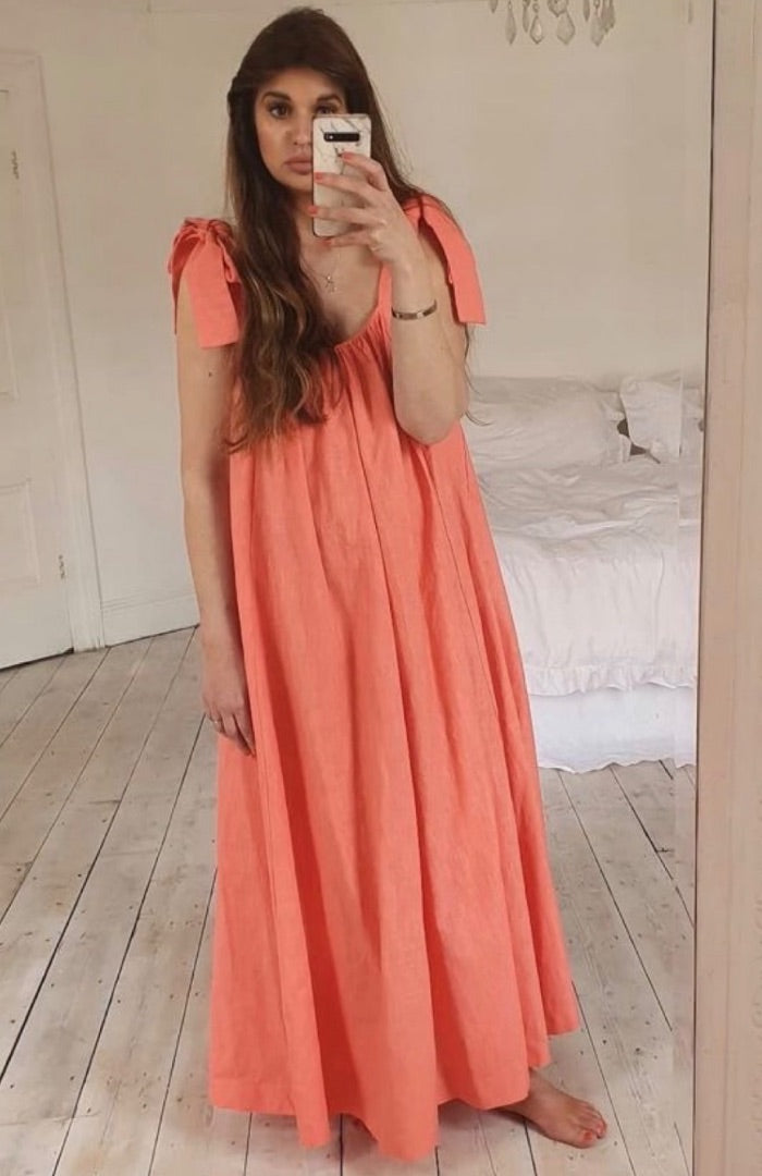 Johanna Sands Coral Linen dress, Size L