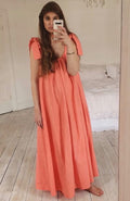 Johanna Sands Coral Linen dress, Size L