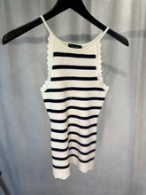 Load image into Gallery viewer, aurelie cream and navy knitted breton top, Size L
