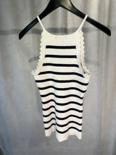 Load image into Gallery viewer, aurelie cream and navy knitted breton top, Size L
