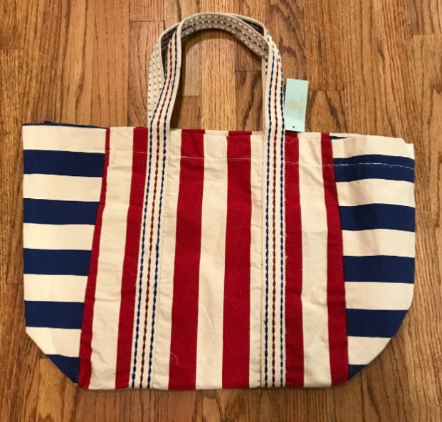 Debbie Katz Red Striped canvas tote, Size Medium