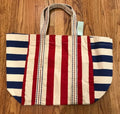 Debbie Katz Red Striped canvas tote, Size Medium