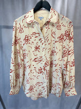 Load image into Gallery viewer, jigsaw beige scribble print silk shirt, Size 10
