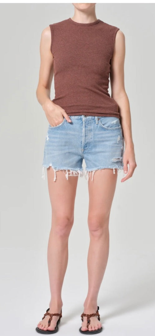 agolde washed blue parker vintage cut off shorts, Size 25
