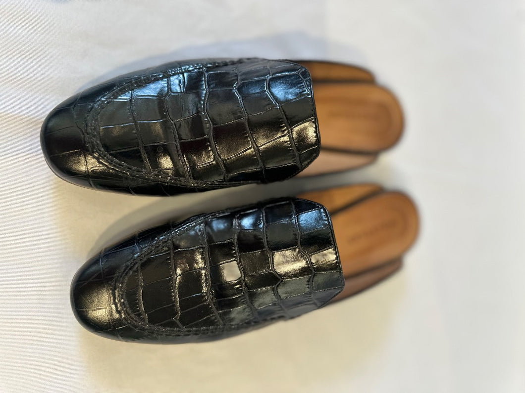 whistles black mock croc mules, Size 39